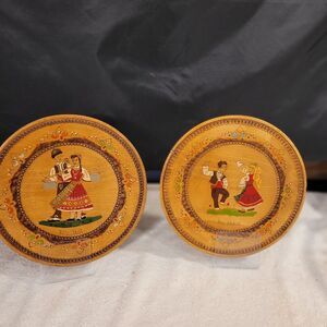2 Piece Bulgaria Wood Trivets/wall Decor Hand Painted